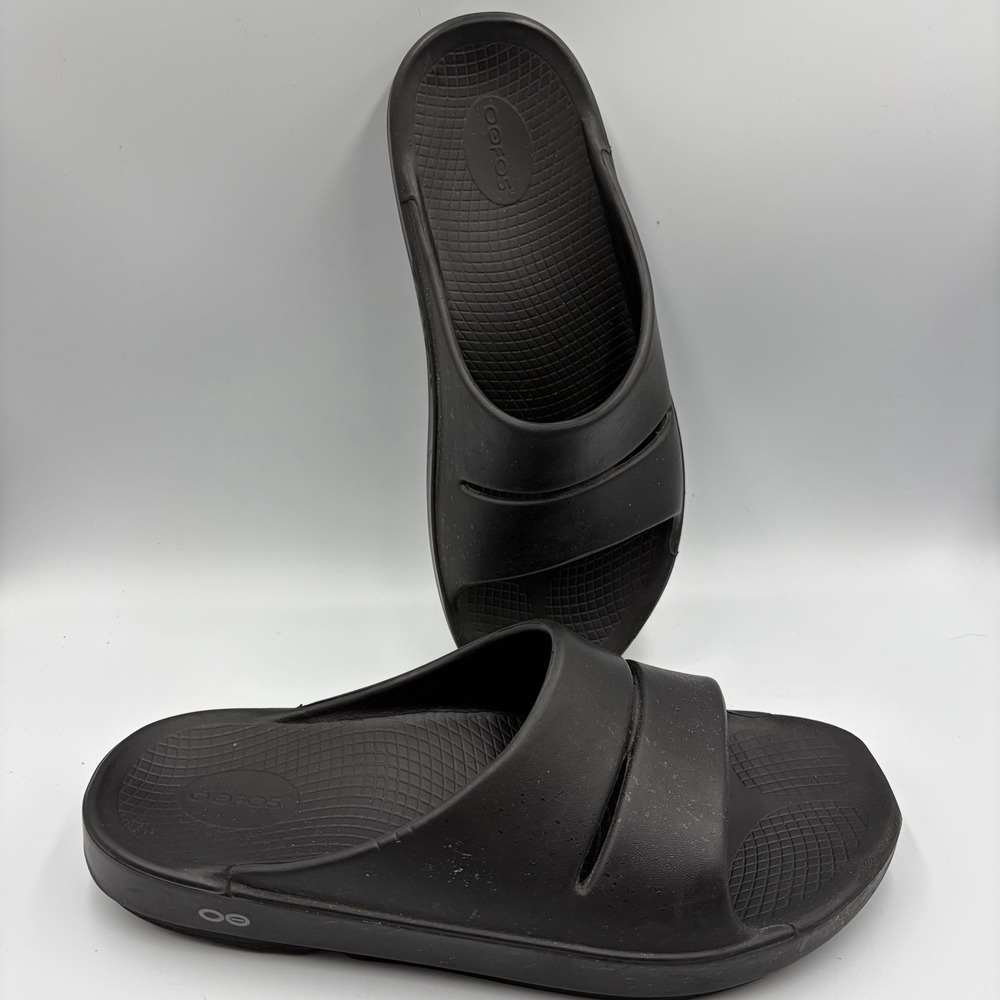 Oofos Ooahh Sport Slide Mens 11 Black Recovery Sandals EU 44